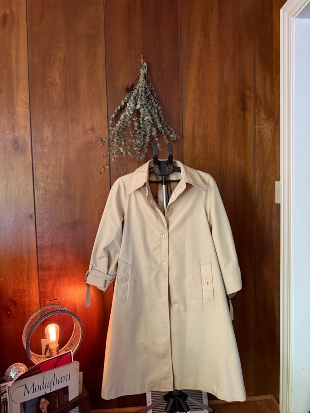 1970’s Sears Faux Burberry Classic Cream Trench Coat - Elegant Women's Overcoat